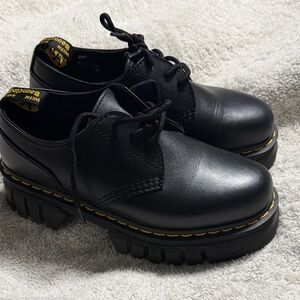 Dr. Martens Black oxfords with Yellow stitching..